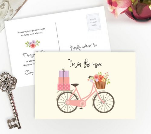 bicycle moving amnnouncement cards