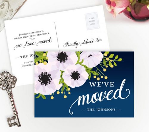 New home cards with flowers